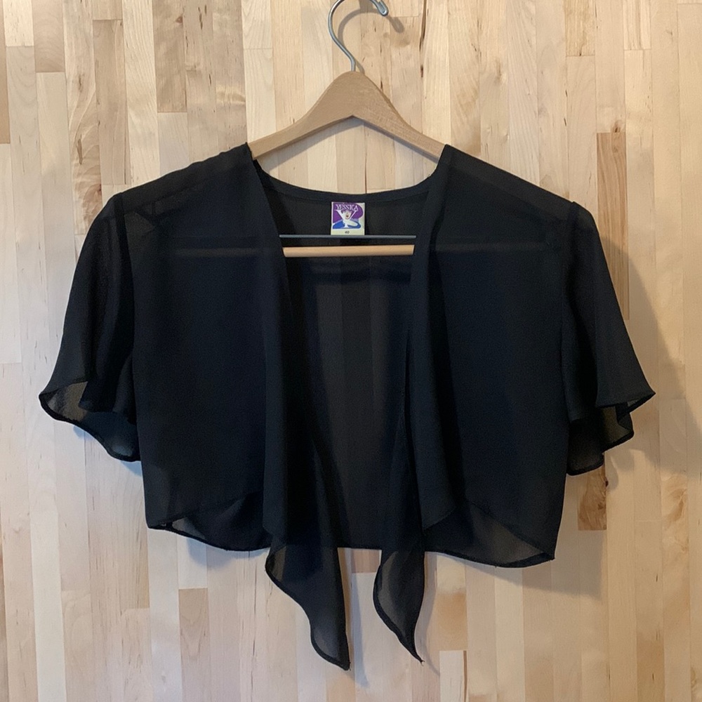 Sheer Flutter Sleeve Crop Wrap